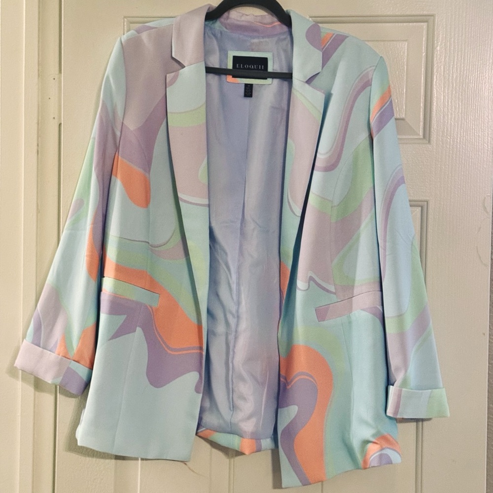 Eloquii Pastel Swirl Women's Blazer